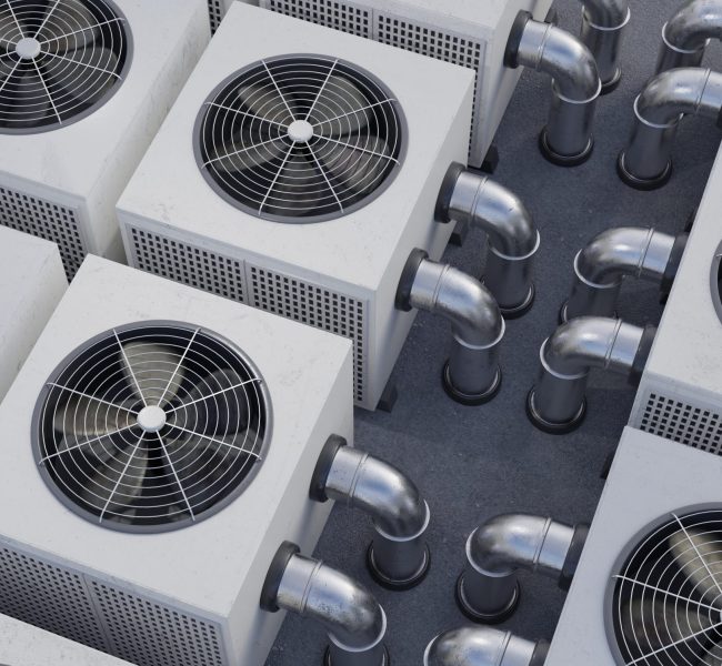 HVAC units (heating, ventilation and air conditioning). 3D rendered illustration.